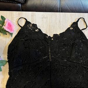 Black V Neck Lace Top